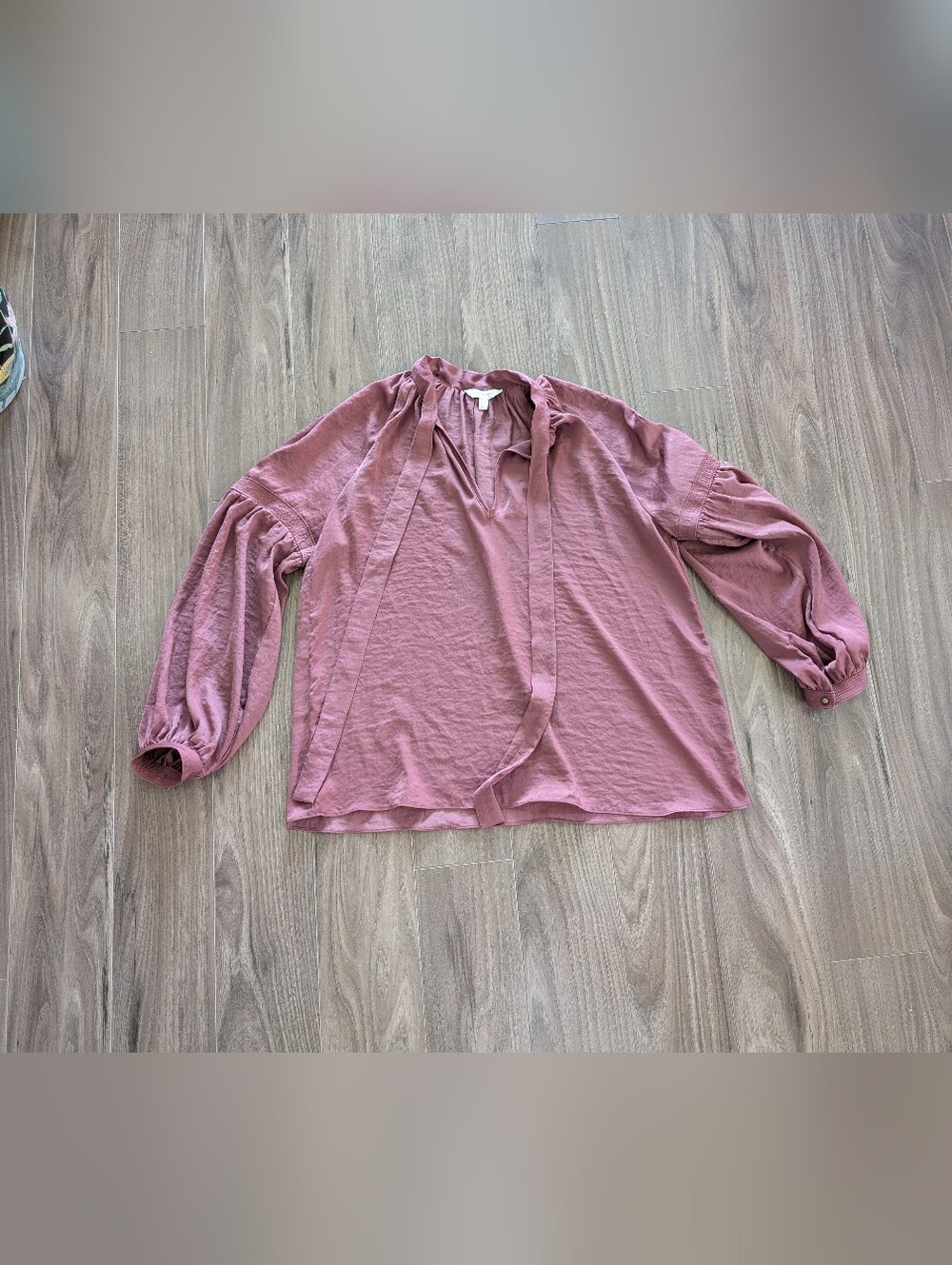 Lucky Brand Dusty Rose Peasant Style Tie-Neck Blouse (Size XS)
